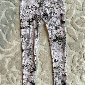 Varley black and white marble leggings with gold zipper